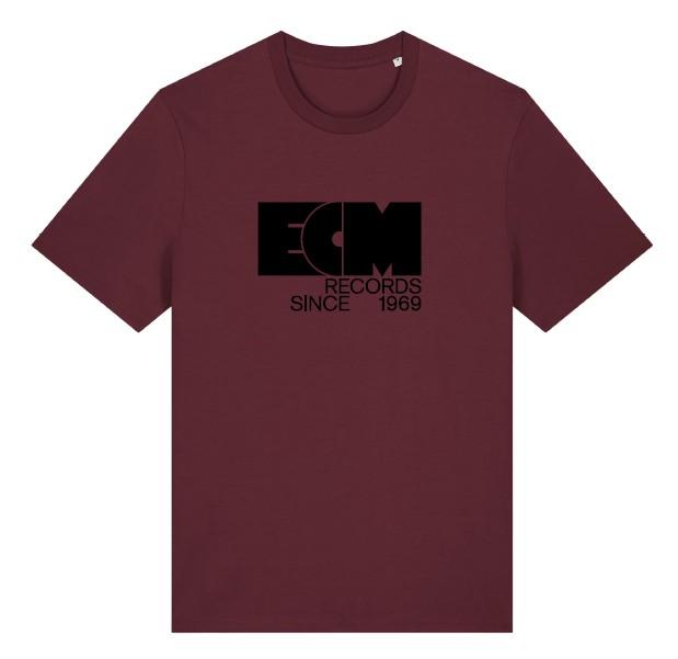 ecm-records-t-shirt-burgundy-bio-baumwolle-vintage-logo image 1