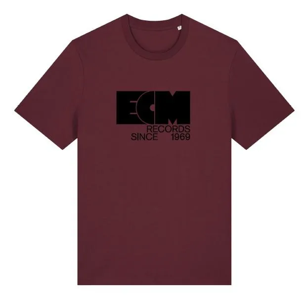 ecm-records-t-shirt-burgundy-bio-baumwolle-vintage-logo image 1
